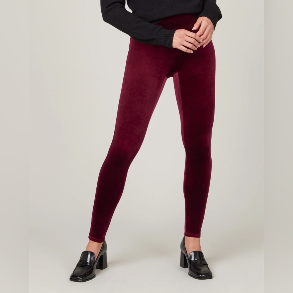 Spanx Velvet Leggings (Rich Burgundy)
